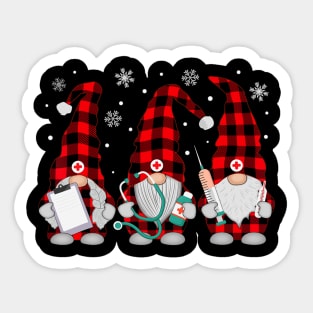 Nurse Christmas Gnome Cute Xmas Red Plaid Nurses Sticker